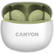 Canyon TWS-5 Bluetooth headset, with microphone, BT V5.3 JL 6983D4, Frequence Response:20Hz-20kHz, battery EarBud 40mAh*2+Charging Case 500mAh, type-C cable length 0.24m, Size: 58.5*52.91*25.5mm, 0.036kg, Green