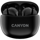 Canyon TWS-5 Bluetooth headset, with microphone, BT V5.3 JL 6983D4, Frequence Response:20Hz-20kHz, battery EarBud 40mAh*2+Charging Case 500mAh, type-C cable length 0.24m, size: 58.5*52.91*25.5mm, 0.036kg, Black