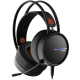 CANYON Gaming headset 3.5mm jack plus USB connector for LED backlight, adjustable microphone and volume control, with 2in1 3.5mm adapter, cable 2M, Black and Orange, 0.36kg
