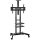 ONKRON Mobile TV Stand for 50-83” TVs with Wheels Shelves Height Adjustable Rolling TV Cart, Black