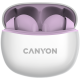 Canyon TWS-5 Bluetooth headset, with microphone, BT V5.3 JL 6983D4, Frequence Response:20Hz-20kHz, battery EarBud 40mAh*2+Charging Case 500mAh, type-C cable length 0.24m, size: 58.5*52.91*25.5mm, 0.036kg, Purple