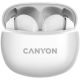 Canyon TWS-5 Bluetooth headset, with microphone, BT V5.3 JL 6983D4, Frequence Response:20Hz-20kHz, battery EarBud 40mAh*2+Charging Case 500mAh, type-C cable length 0.24m, size: 58.5*52.91*25.5mm, 0.036kg, White