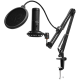 LORGAR Voicer 931, Gaming Microphone, Black, USB condenser microphone with boom arm stand, pop filter, tripod stand. including 1* microphone, 1*Boom Arm Stand with C-clamp, 1*shock mount, 1*pop filter, 1*windscreen cap, 1*2.5m type-C USB cable, 1* Ex
